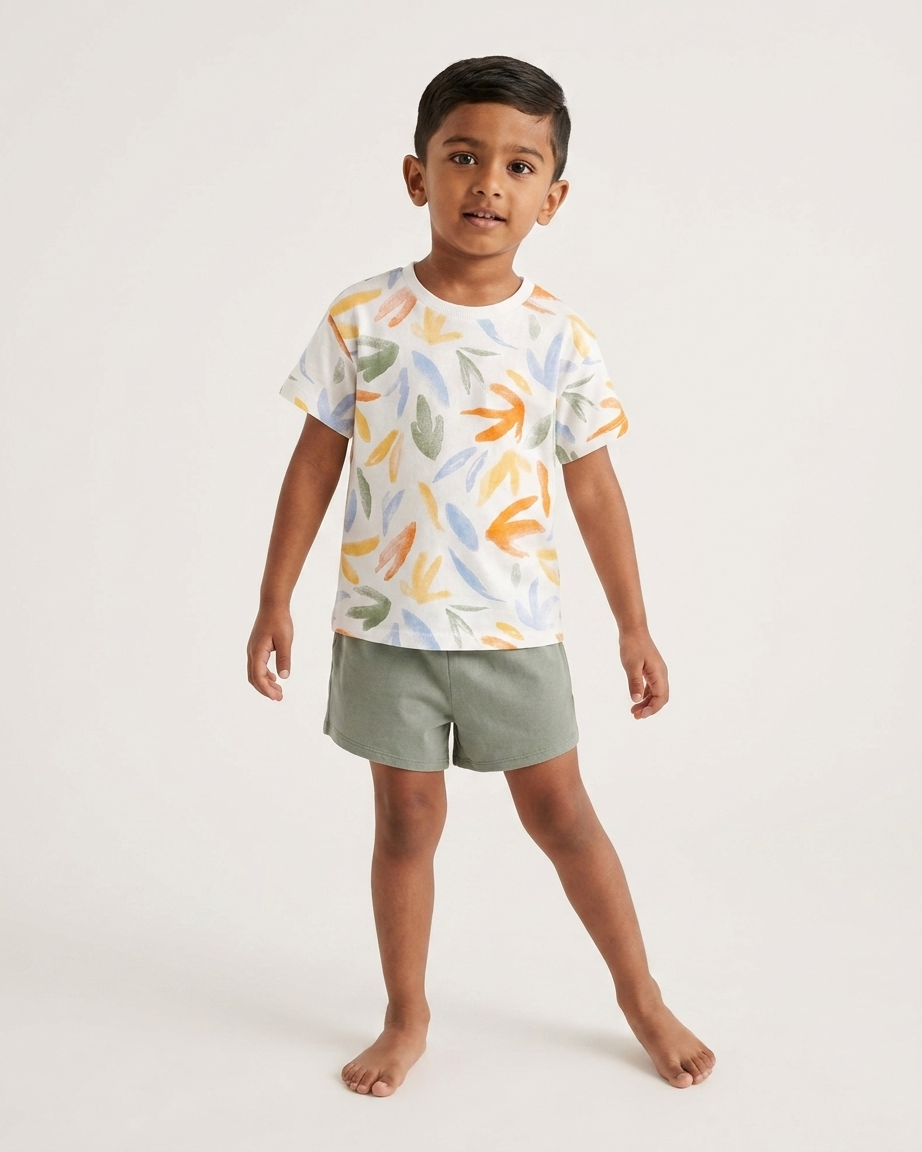 Baby Boys 2-Piece Printed Cotton T-Shirt & Shorts Set