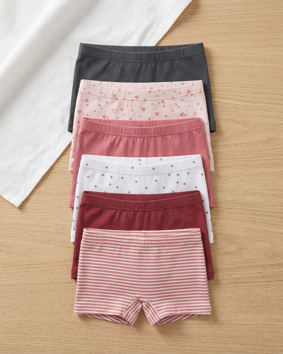 Pack of 5 Girls Stretch Boxer Cotton Underwear