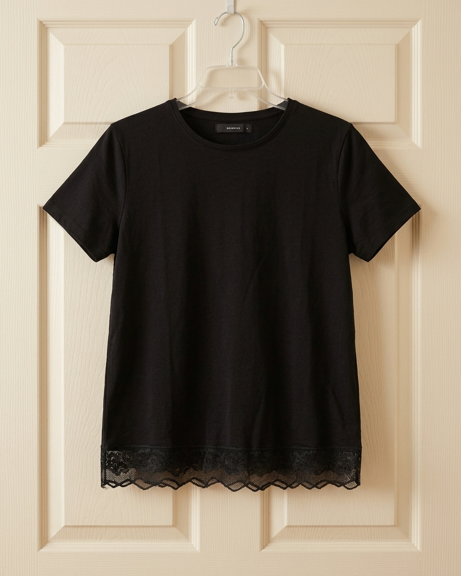 Women’s Lace Hem Short Sleeve Viscose T-shirt