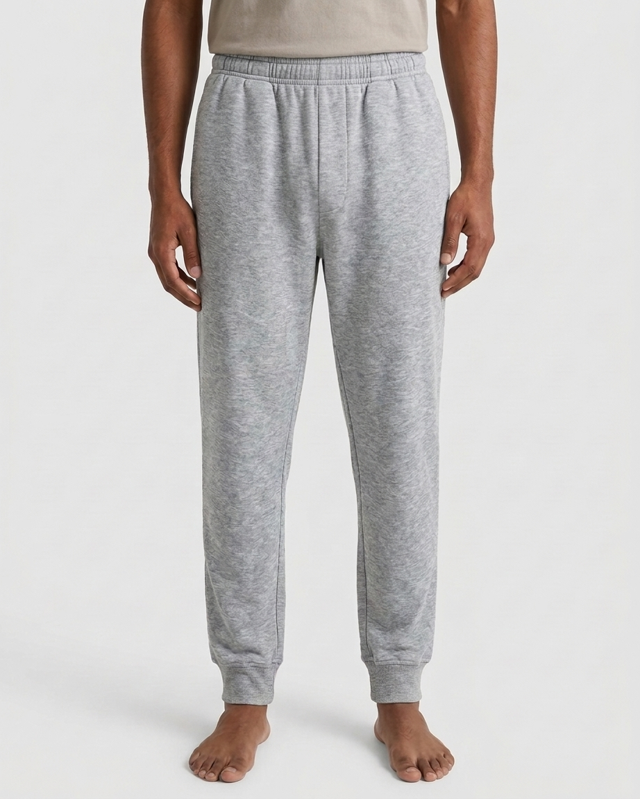 Men’s Elastic Waistband Fleece Jogger Pants With Pockets & Ankle Cuffs