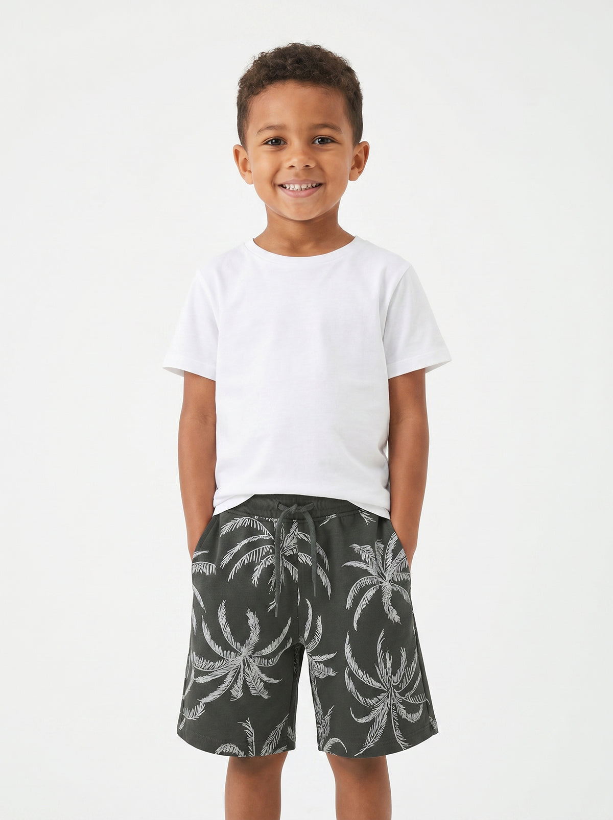 Boys Casual Print Cotton Blend Summer Shorts with Pockets