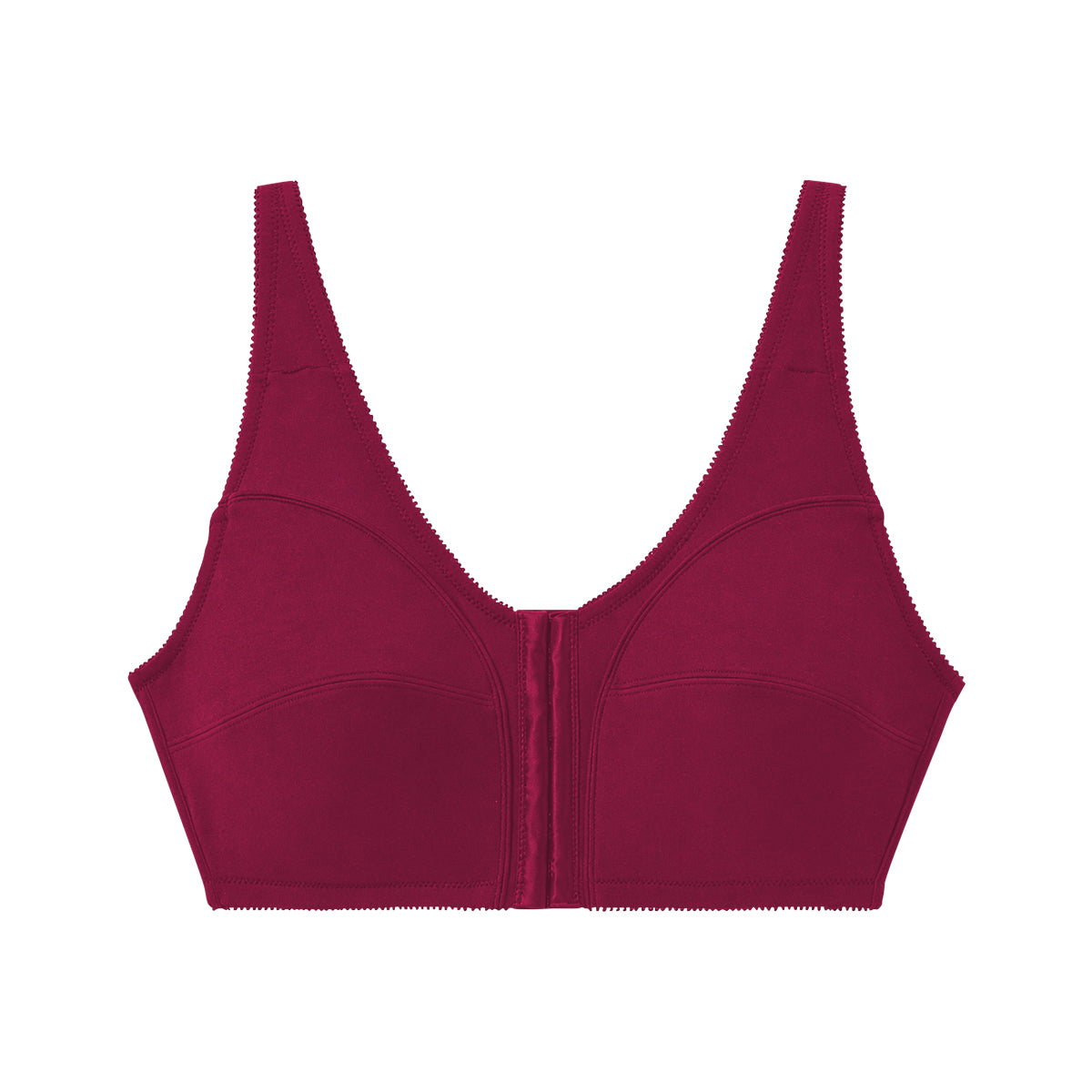 Womens Plus Size Solid Wireless Front Close Adjustable Straps Bra