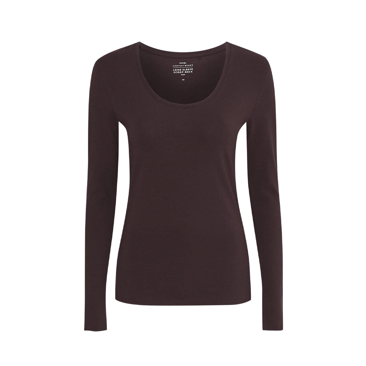 Womens Scoop Neck Long Sleeve Cotton Jersey T-Shirt