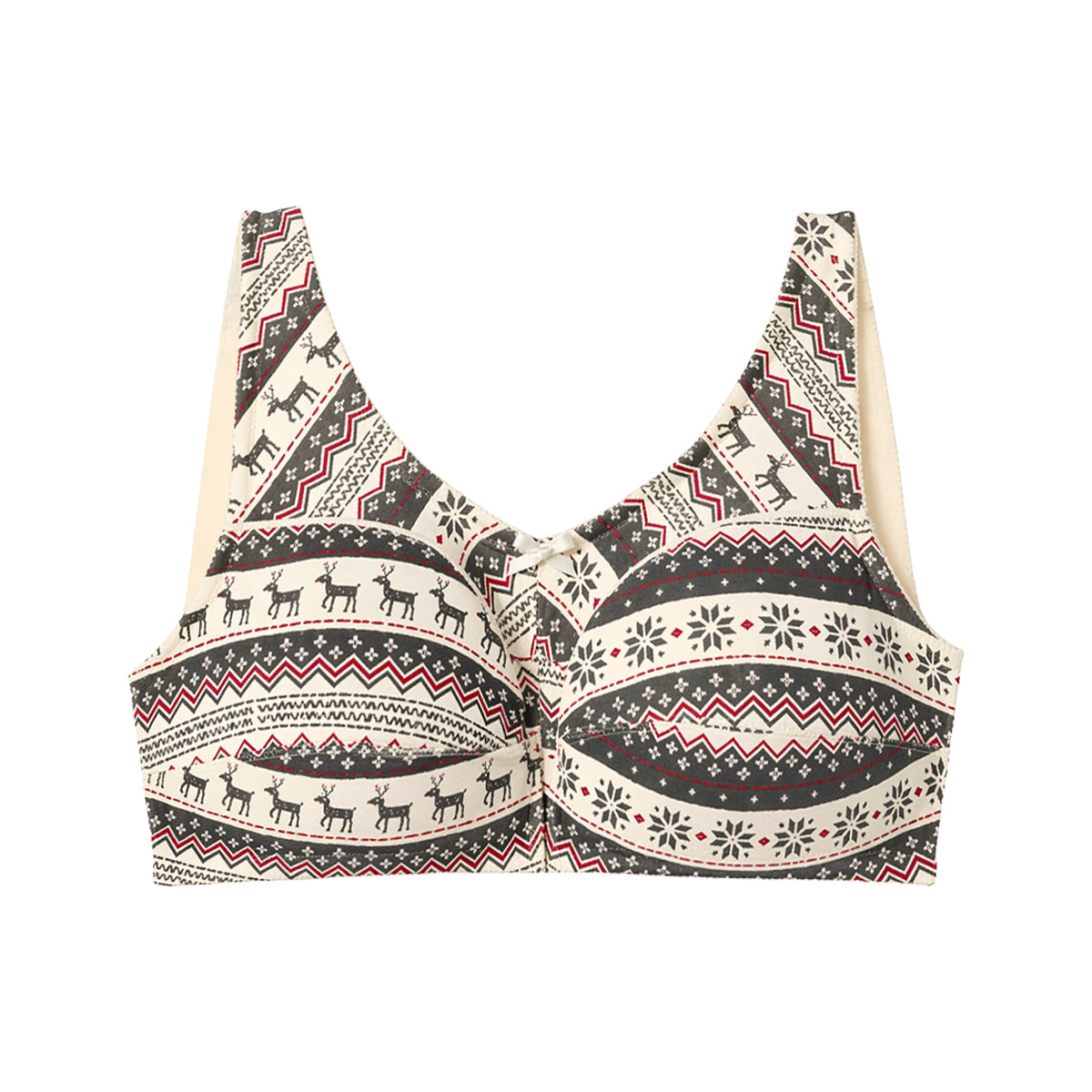 Womens Plus Size Printed Wireless Back Close Adjustable Straps Bra