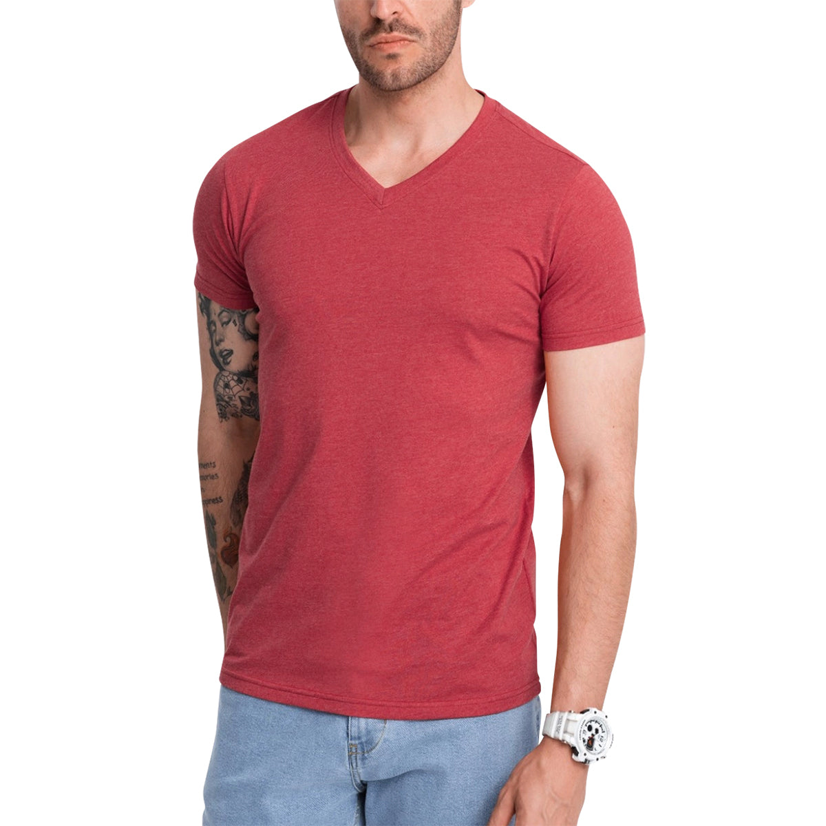 Men's Short Sleeve V-Neck Cotton T-Shirt