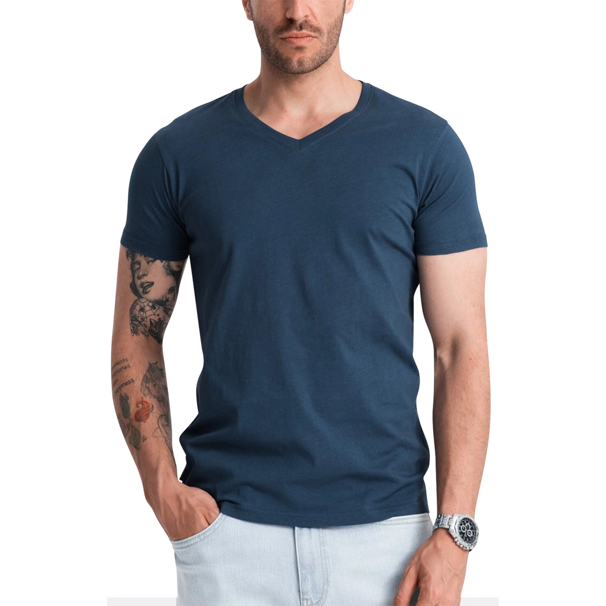 Men's Short Sleeve V-Neck Cotton T-Shirt