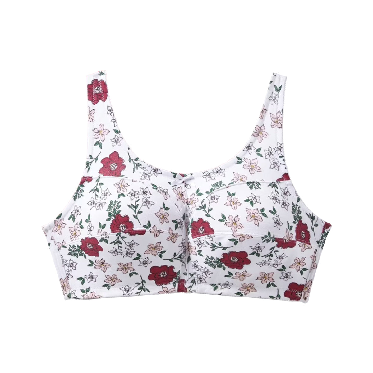 Womens Plus Size Printed Wireless Back Close Adjustable Straps Bra