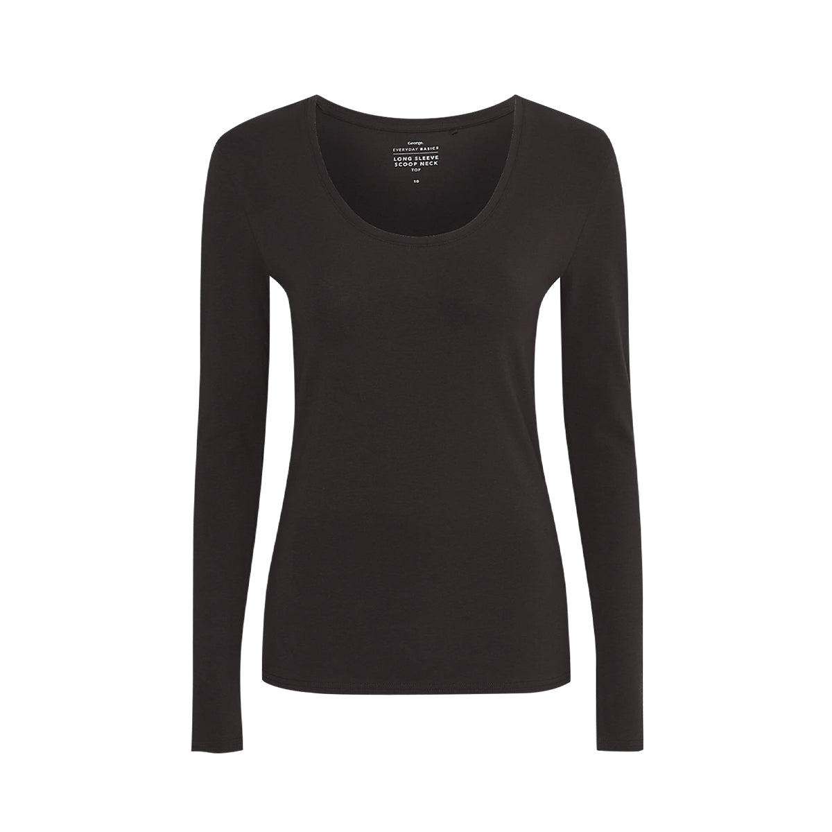 Womens Scoop Neck Long Sleeve Cotton Jersey T-Shirt