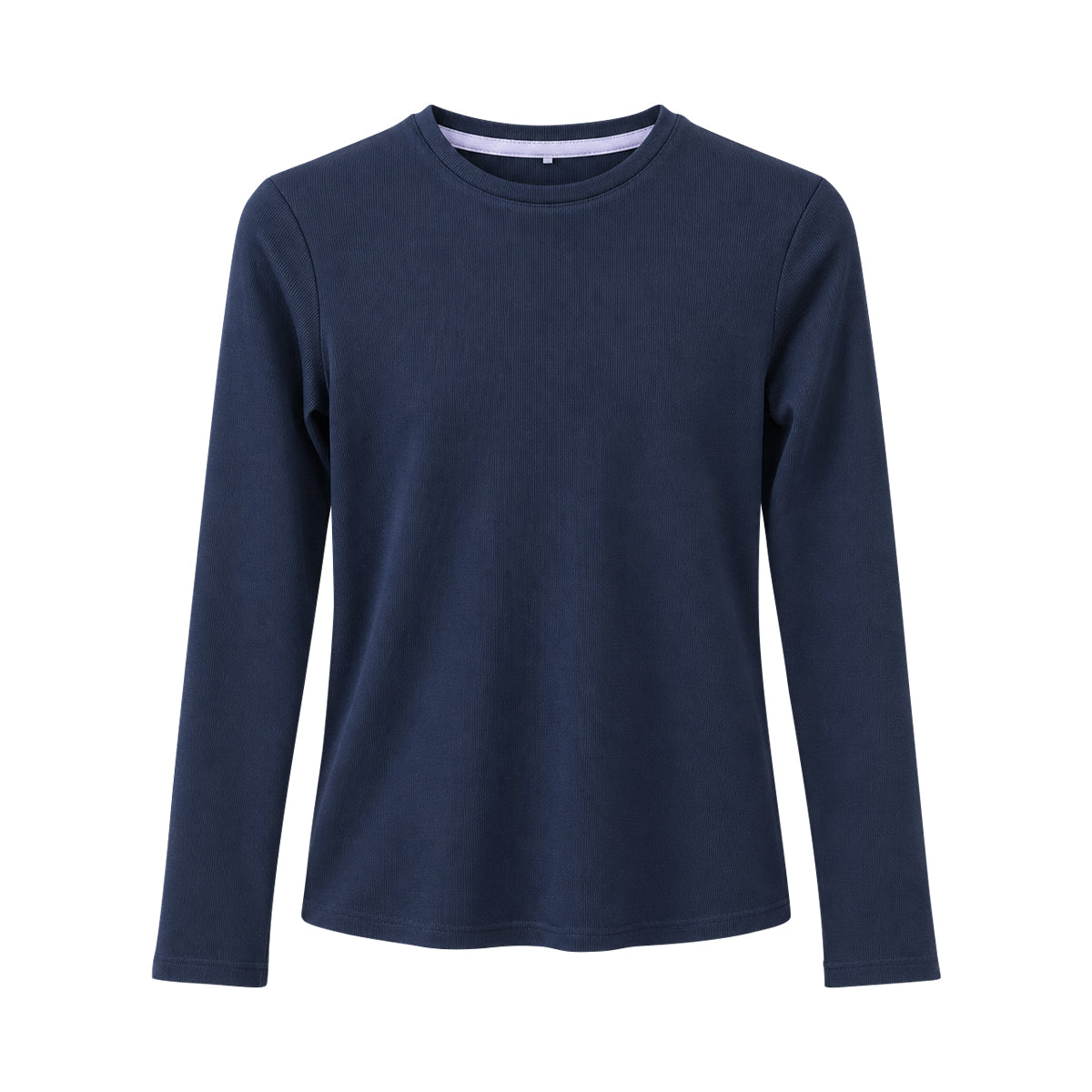 Girls Cotton Ribbed Round Neck Long Sleeve Solid T-Shirts