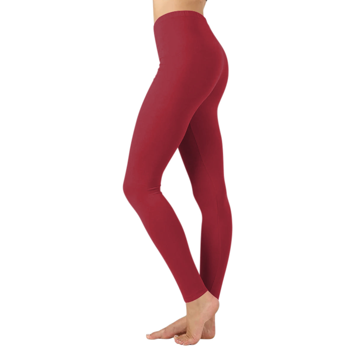 Women Basic Solid Color Cotton Full Length Leggings