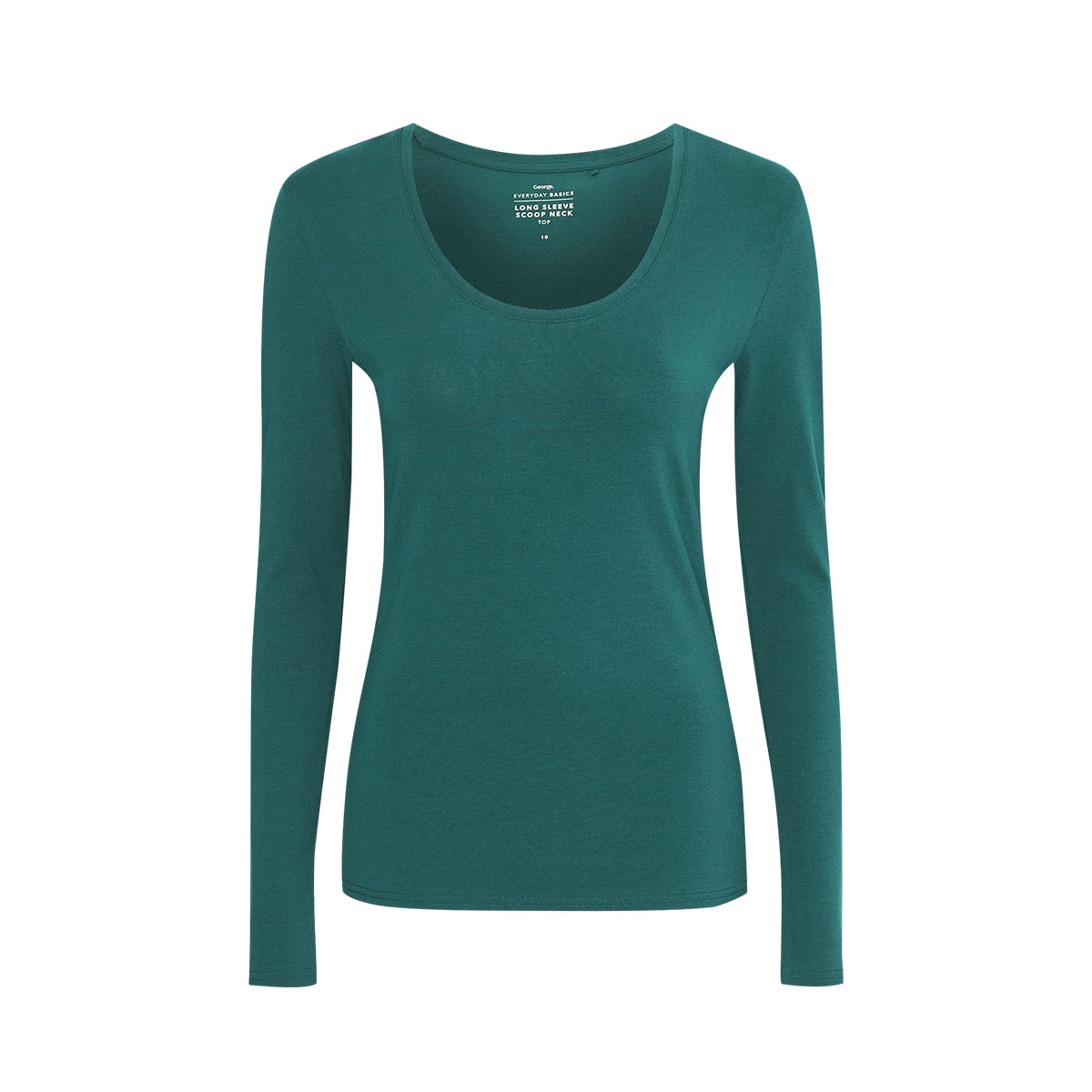 Womens Scoop Neck Long Sleeve Cotton Jersey T-Shirt