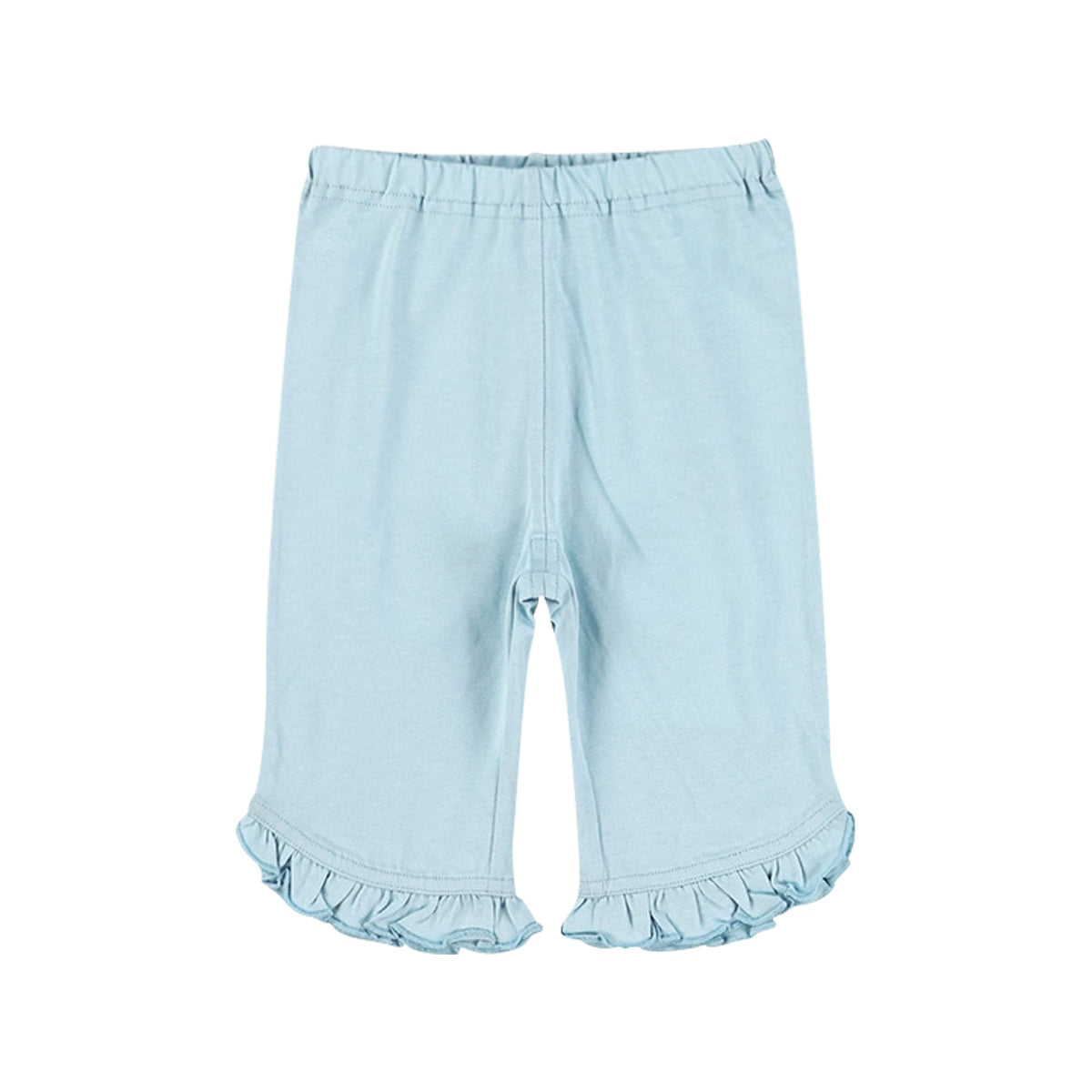 Girls Cotton Hem Ruffle Knit Summer Half Leggings