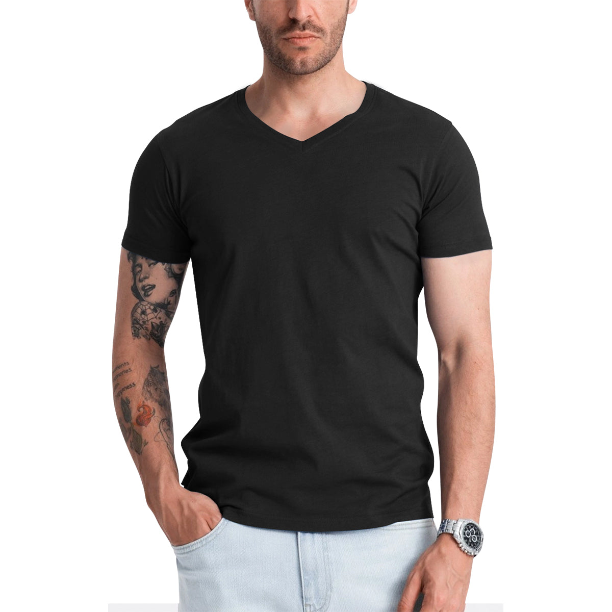 Men's Short Sleeve V-Neck Cotton T-Shirt