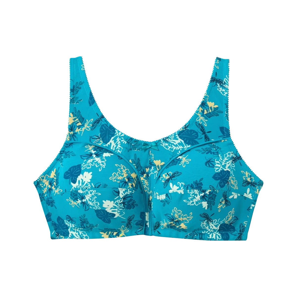 Womens Plus Size Printed Wireless Back Close Adjustable Straps Bra