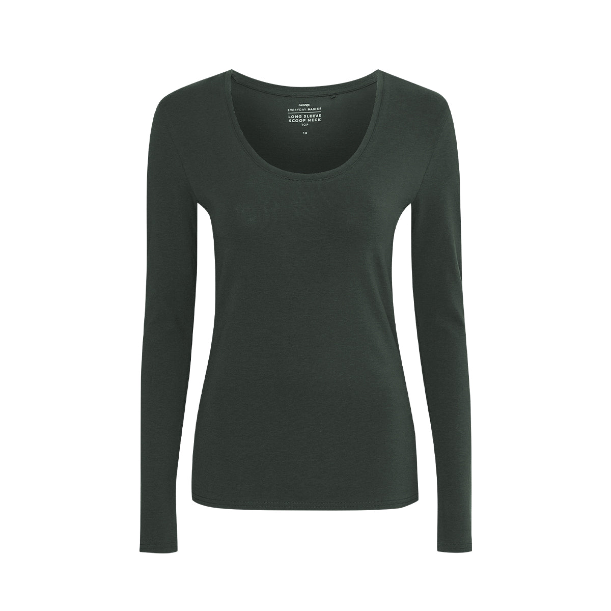 Womens Scoop Neck Long Sleeve Cotton Jersey T-Shirt
