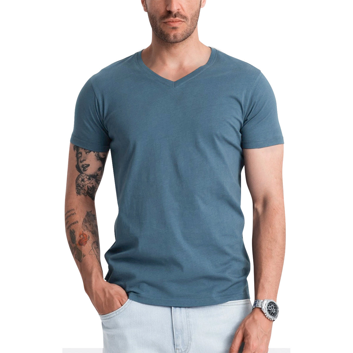 Men's Short Sleeve V-Neck Cotton T-Shirt