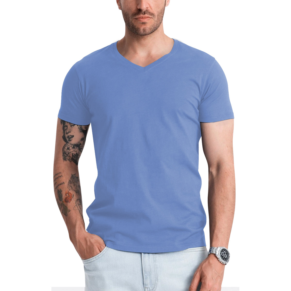 Men's Short Sleeve V-Neck Cotton T-Shirt
