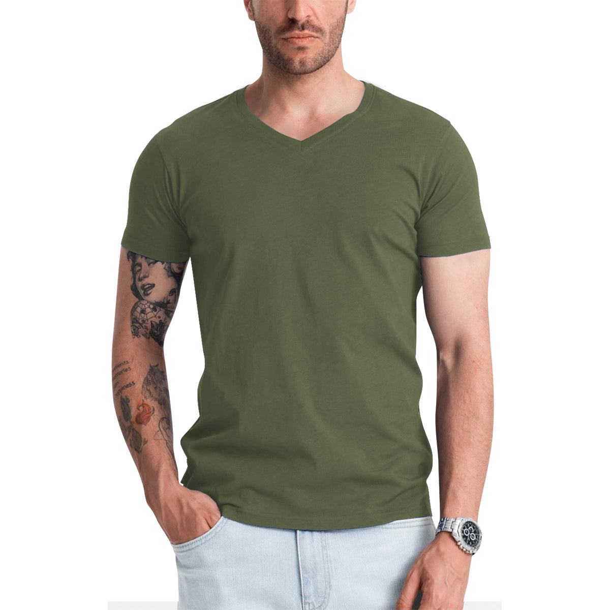 Men's Short Sleeve V-Neck Cotton T-Shirt