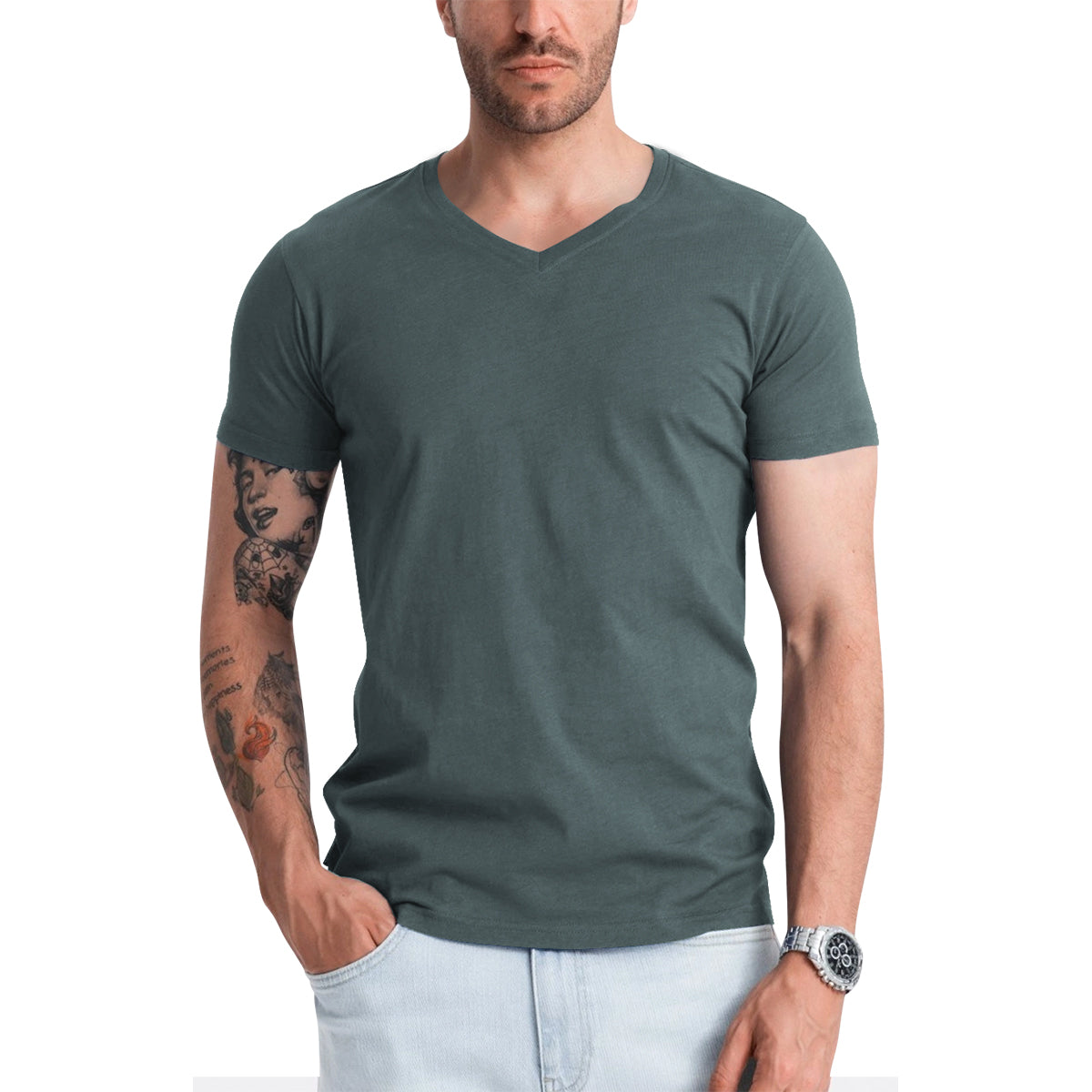 Men's Short Sleeve V-Neck Cotton T-Shirt