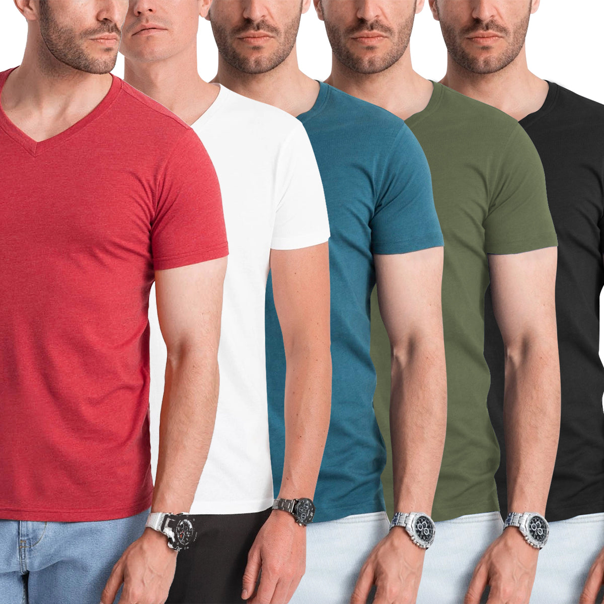 Men's Short Sleeve V-Neck Cotton T-Shirt