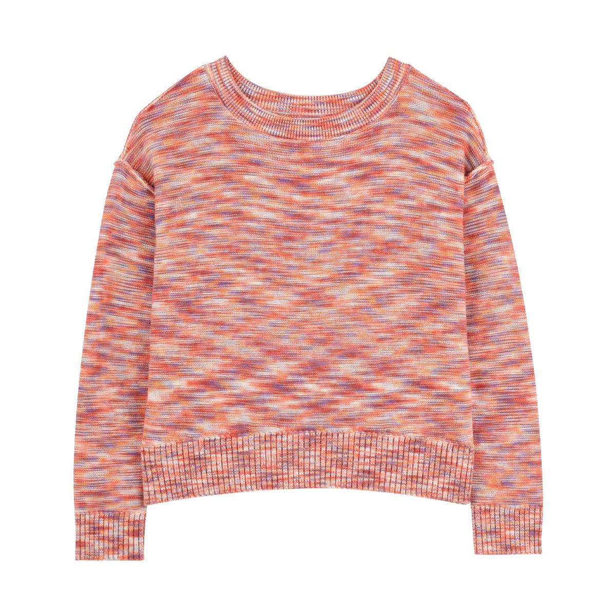 Kids Multicolor Space-Dye Knitted Long Sleeve Sweatshirt