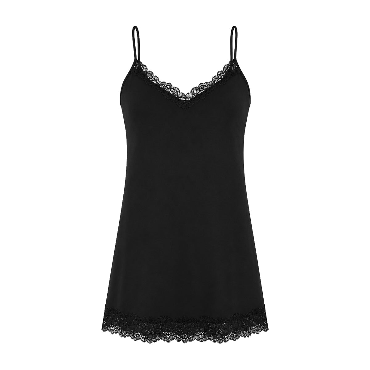 Women's Black Lace Trim V-Neck Adjustable Camisole Top