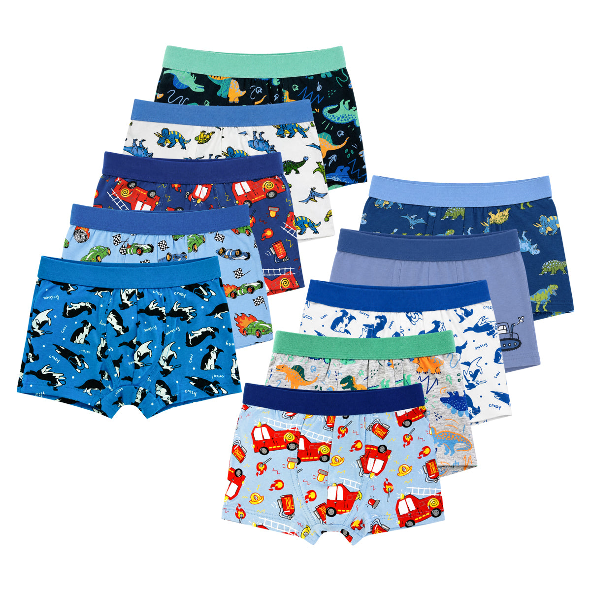 Pack of 5 Boys Printed Soft Stretch Cotton Boxer Underwear Set