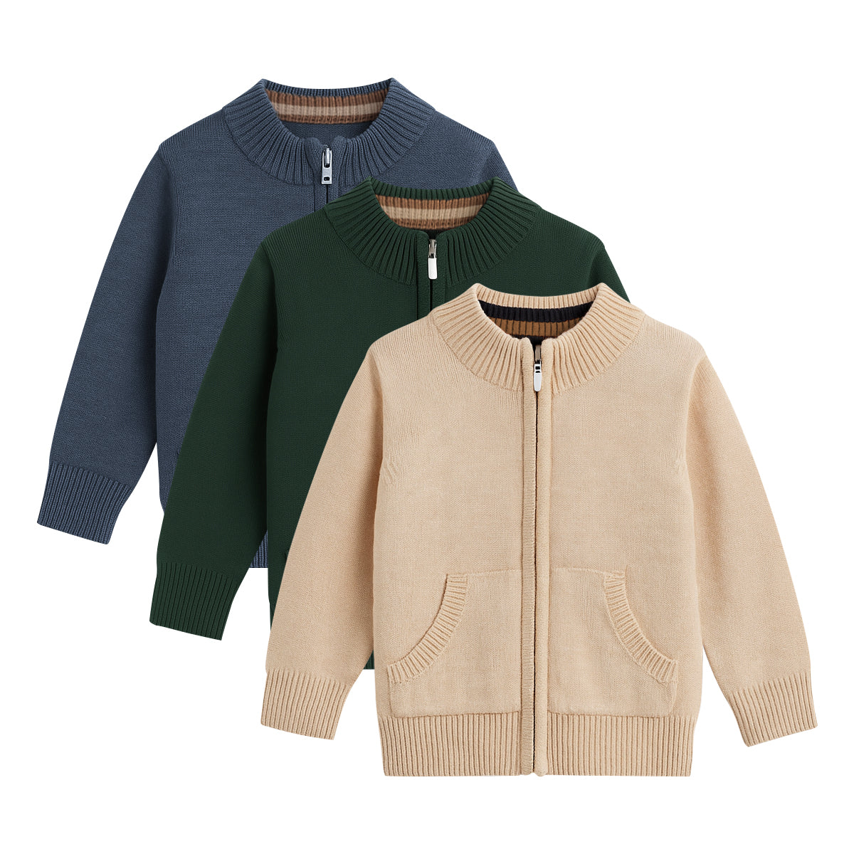 Kids Premium Knitted Zip-Up Zipper Cardigan Sweater