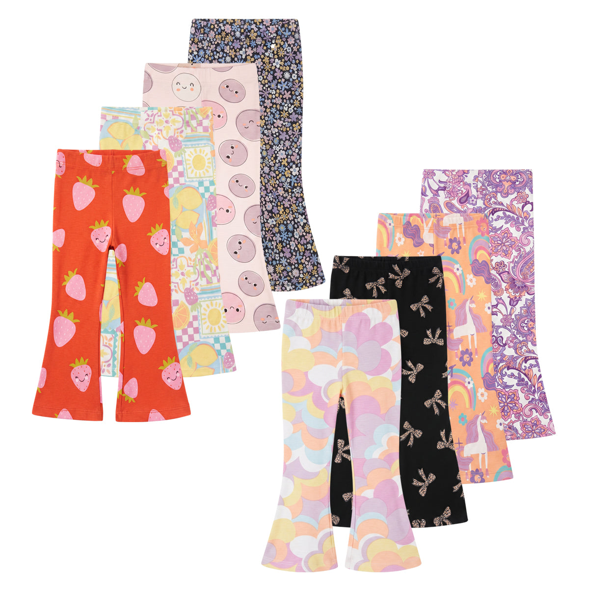Girls Cotton Printed Flared Leggings