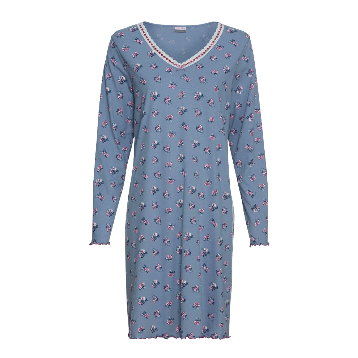 Womens Classic Pure Cotton Printed V-Neck Nightgown