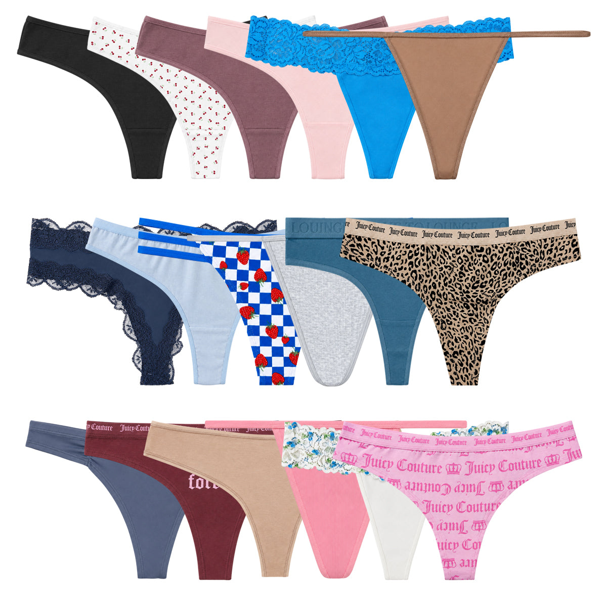 Pack of 12 Assorted Multicolor Ladies Premium Sexy Thong