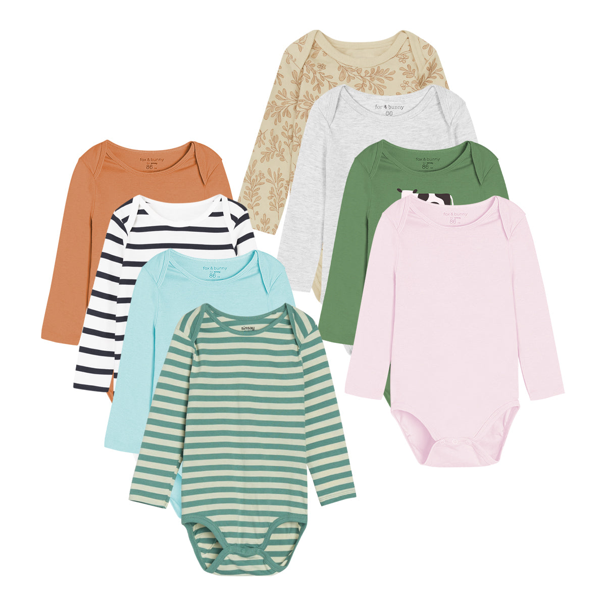 Pack of 5 Baby Full Sleeve Cotton Bodysuits Romper