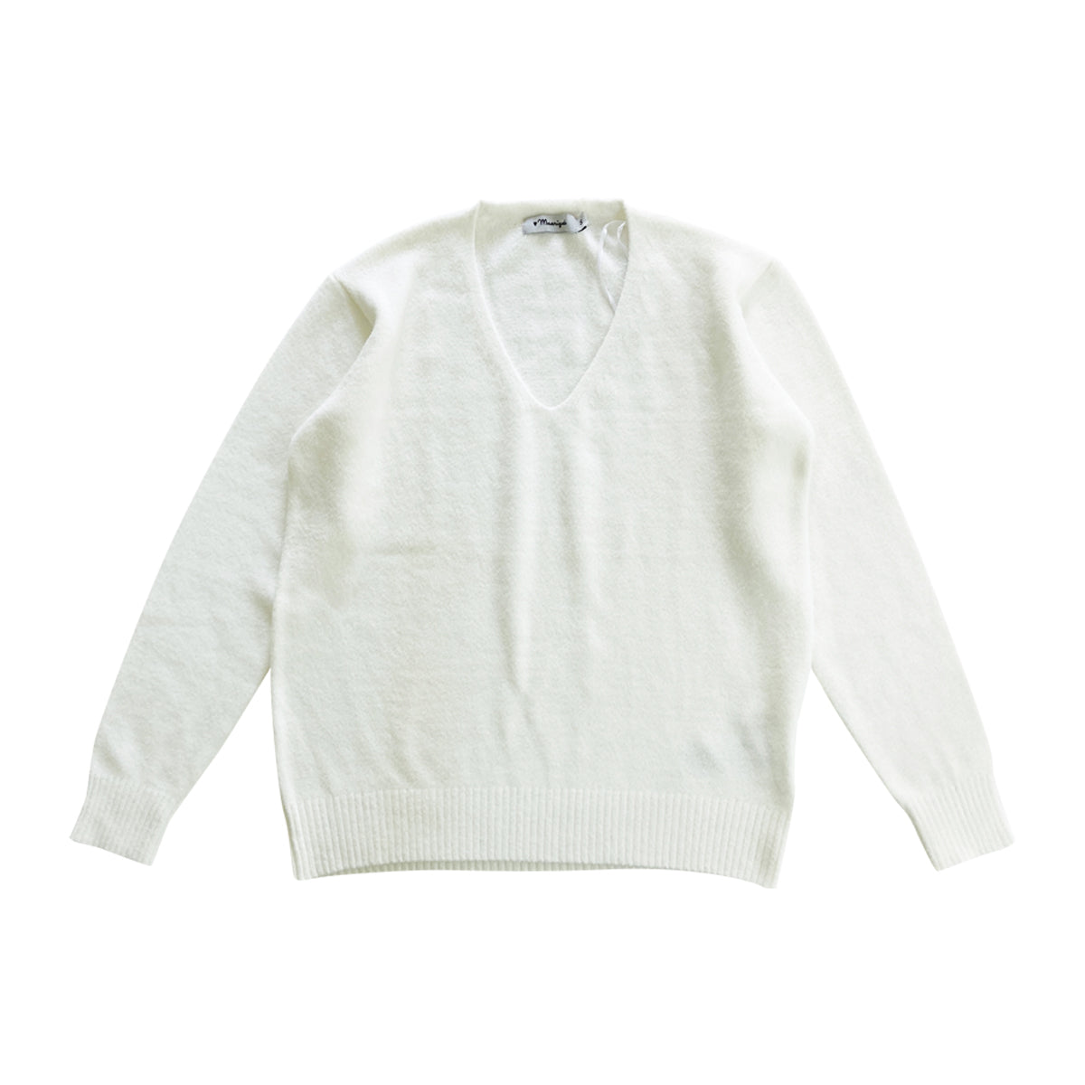 Womens V-Neck Long Sleeve Off-White Sweater