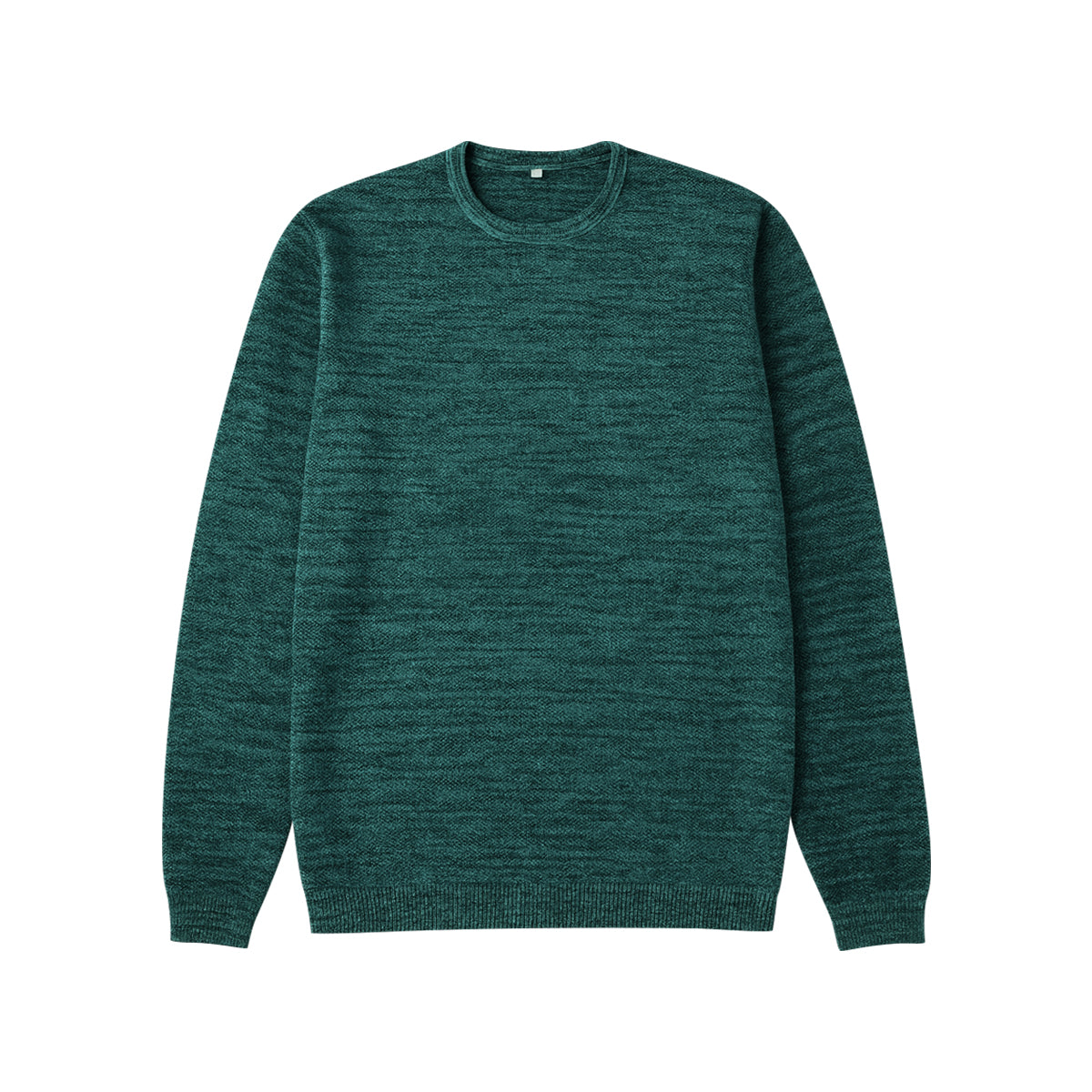 Mens Emerald Green Melange Knit Pullover Sweater
