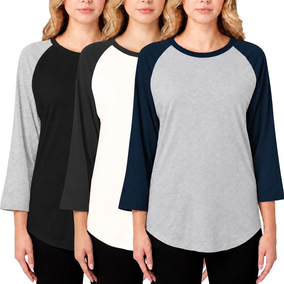 Women's 3/4 Raglan Sleeve Casual T-Shirt