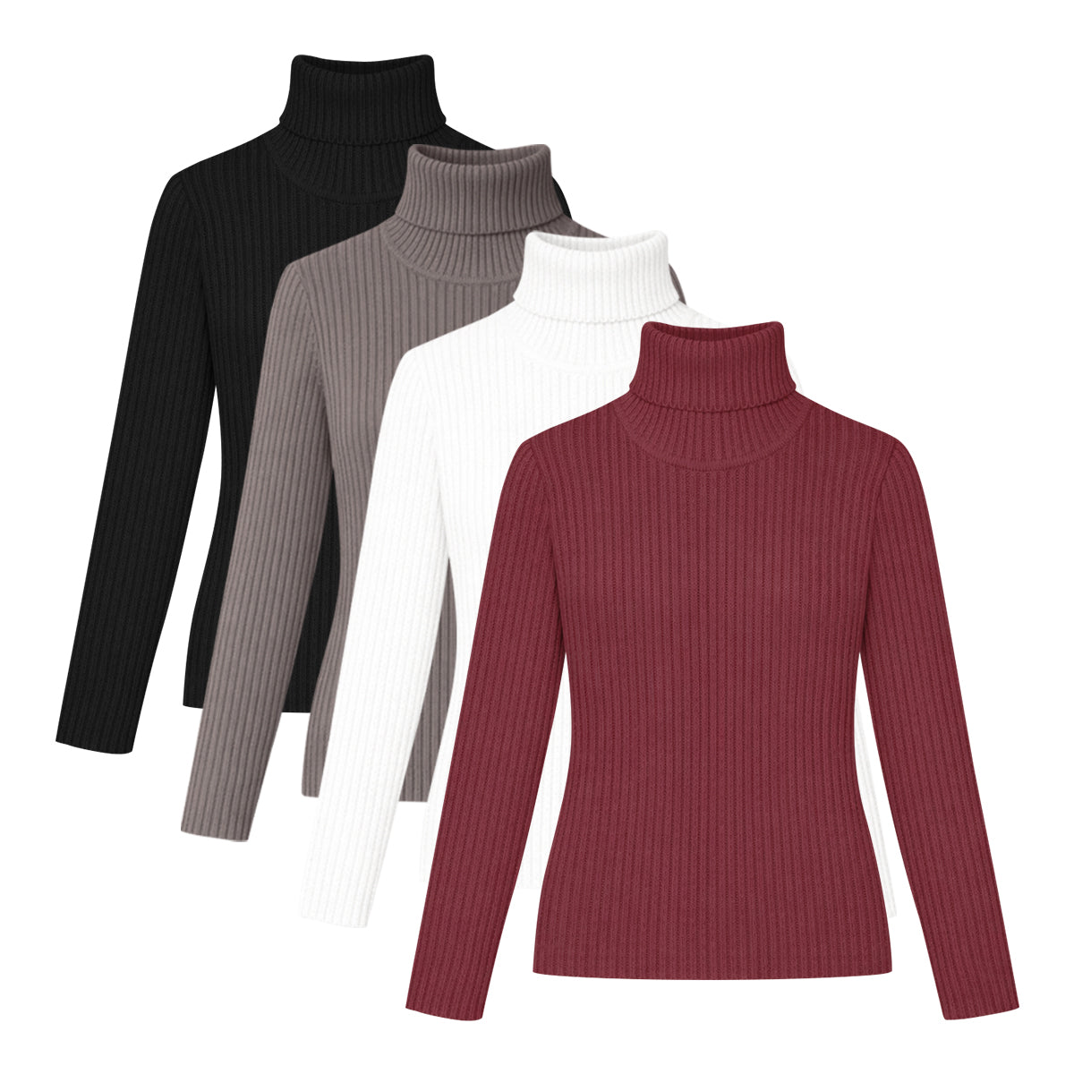 Women’s Ribbed Knit Turtleneck Soft Stretch Sweater