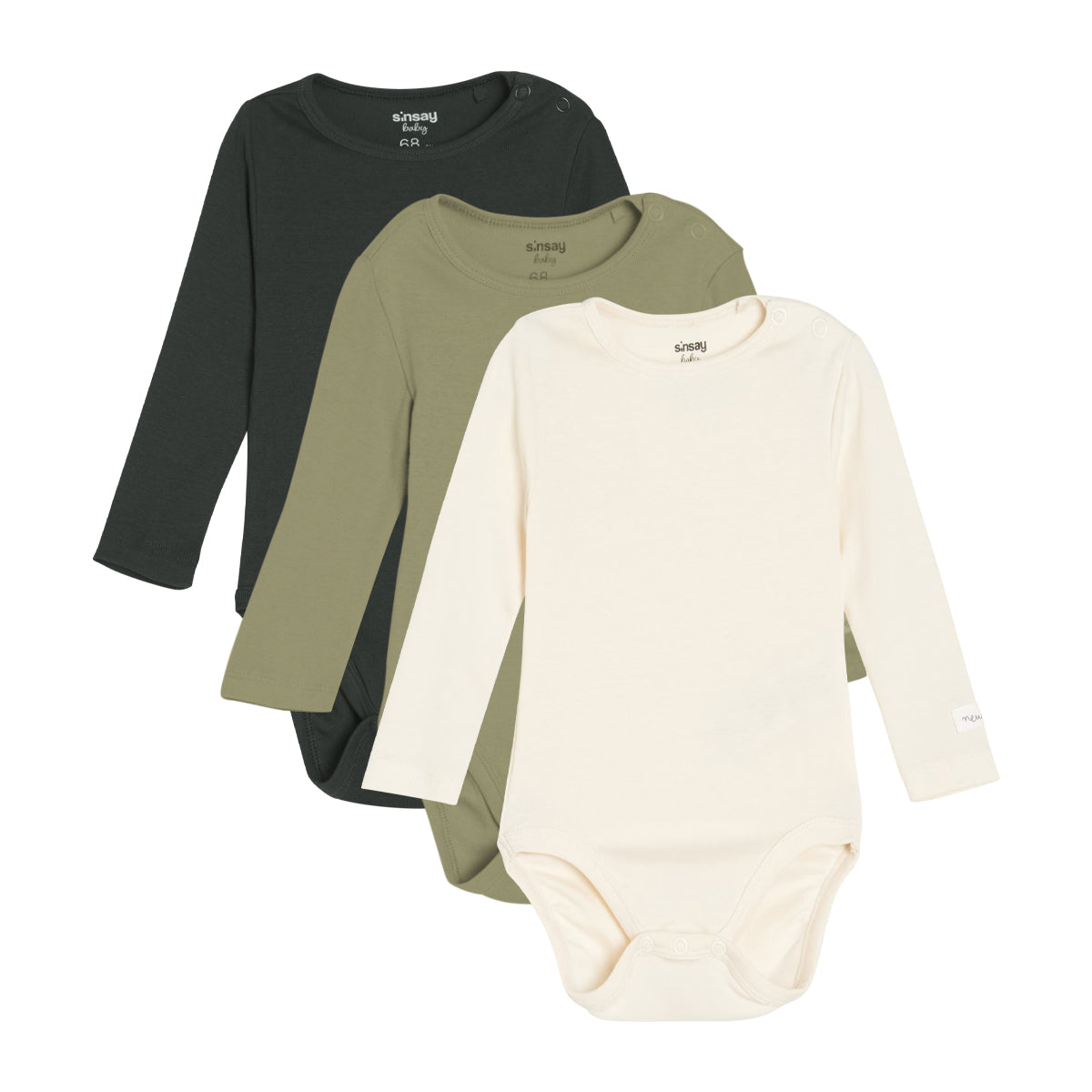 Pack of 3 Baby Long Sleeve Cotton Bodysuit Romper