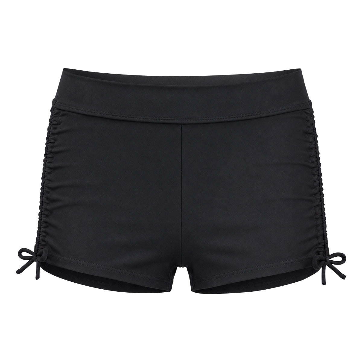Womens Ruched Side Tie Swim Shorts