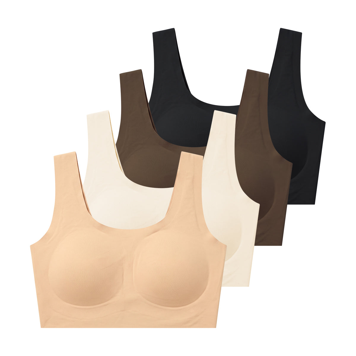 Women's Seamless Padded Wide Straps Microfiber Invisible Bra