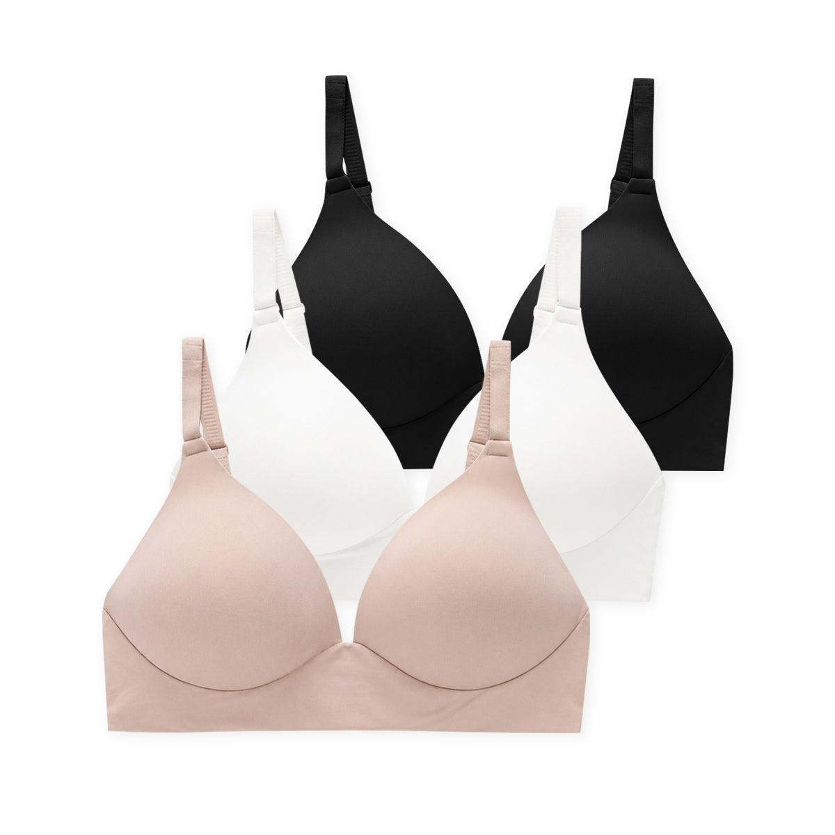 Womens Solid Color Padded Non-Wire Soft Cups & Adjustable Straps Bra