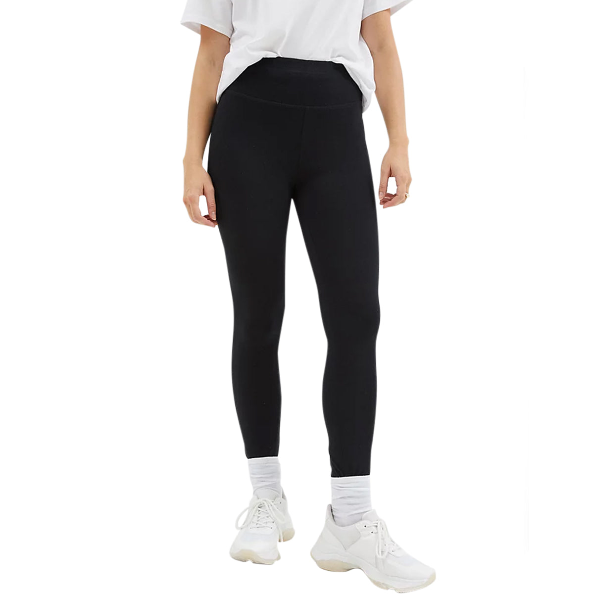 Ladies High Waisted Black Cotton Leggings