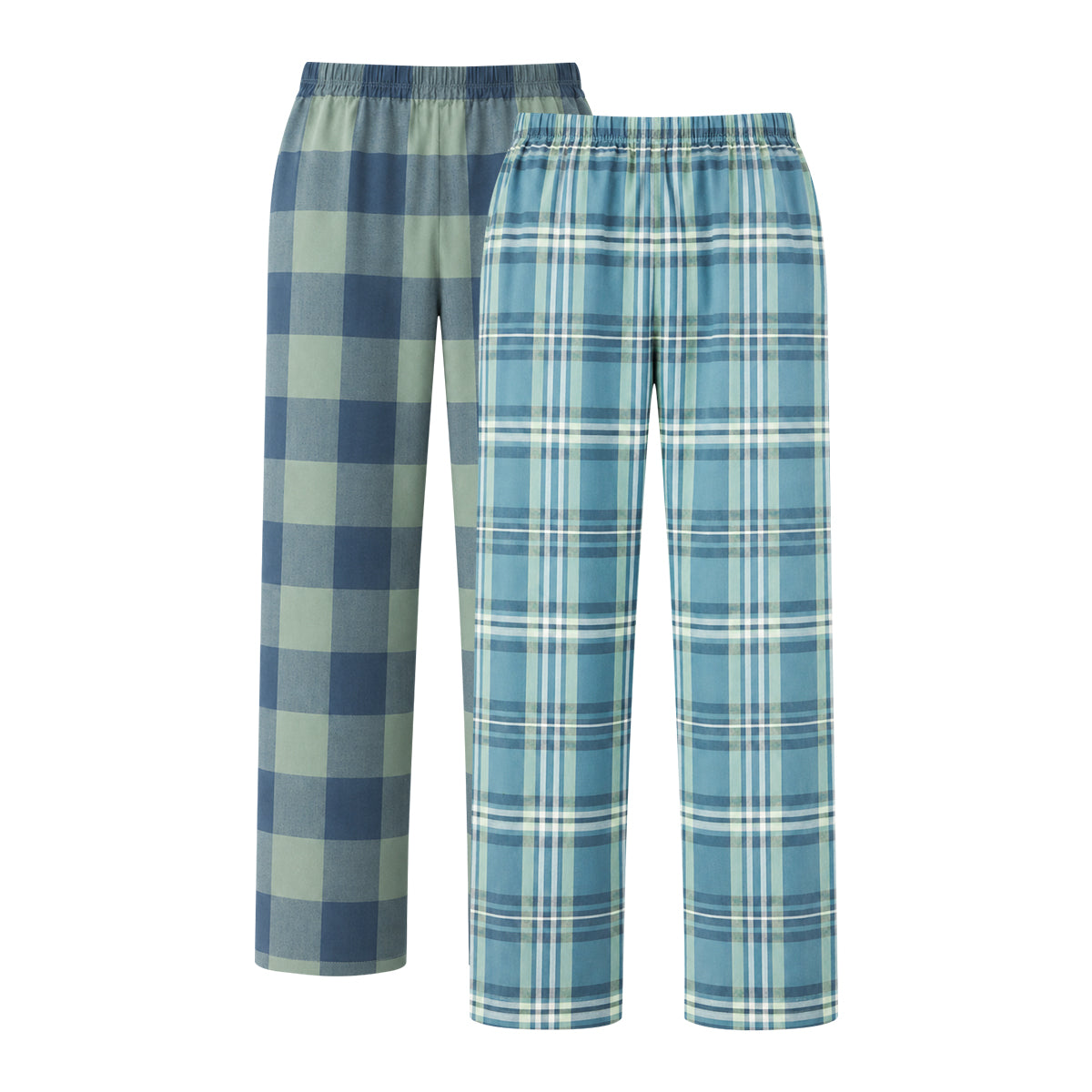 Womens Elastic Waist Relaxed Fit Check Trousers Pants