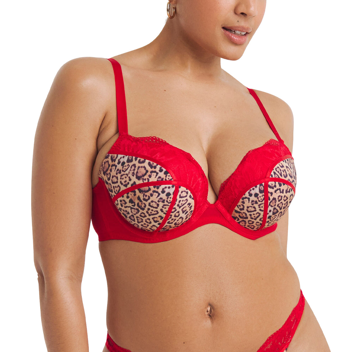 Womens Instinctive Lace Padded Plunge Push-Up Bra