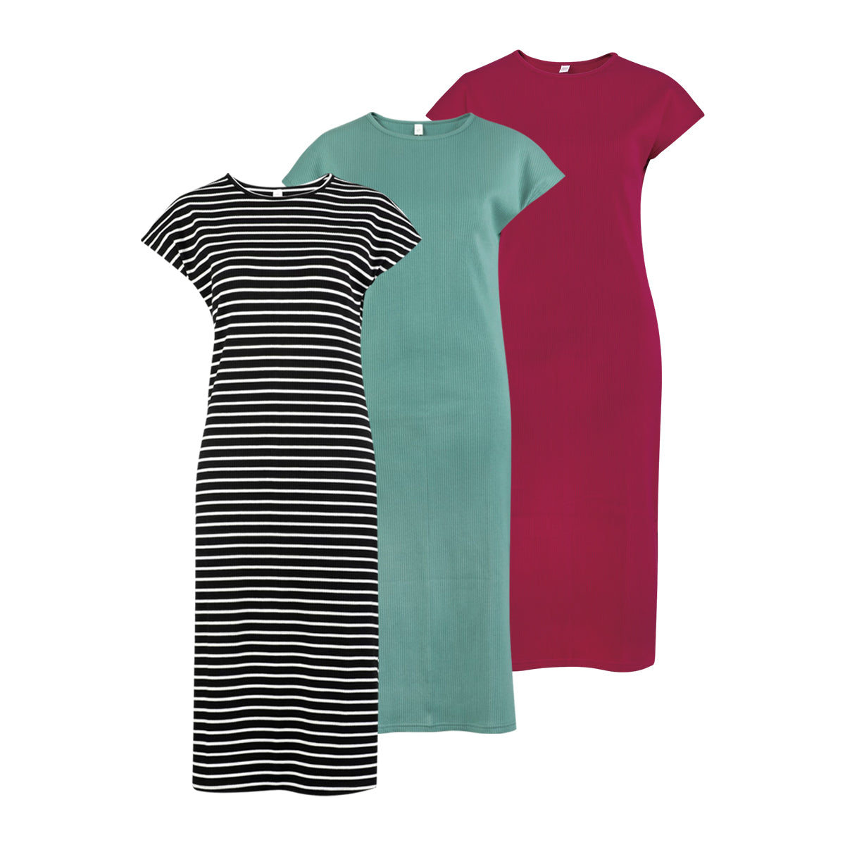 Womens Casual Side Slit Ribbed Midi Dress
