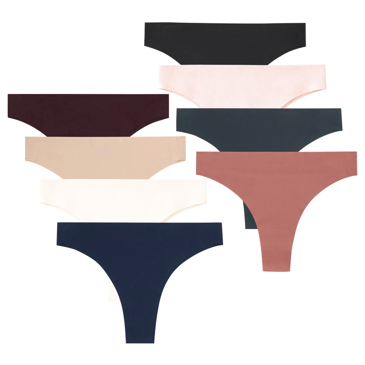 Womens Seamless Mid Rise Nylon Stretch Invisible Comfort Thong