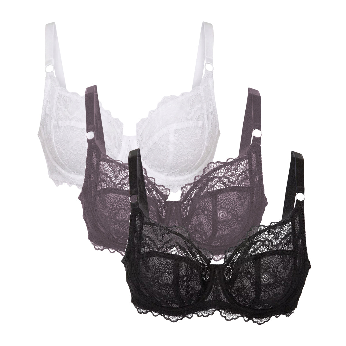 Womens Non-Padded Full Cup Underwired Lace Bra