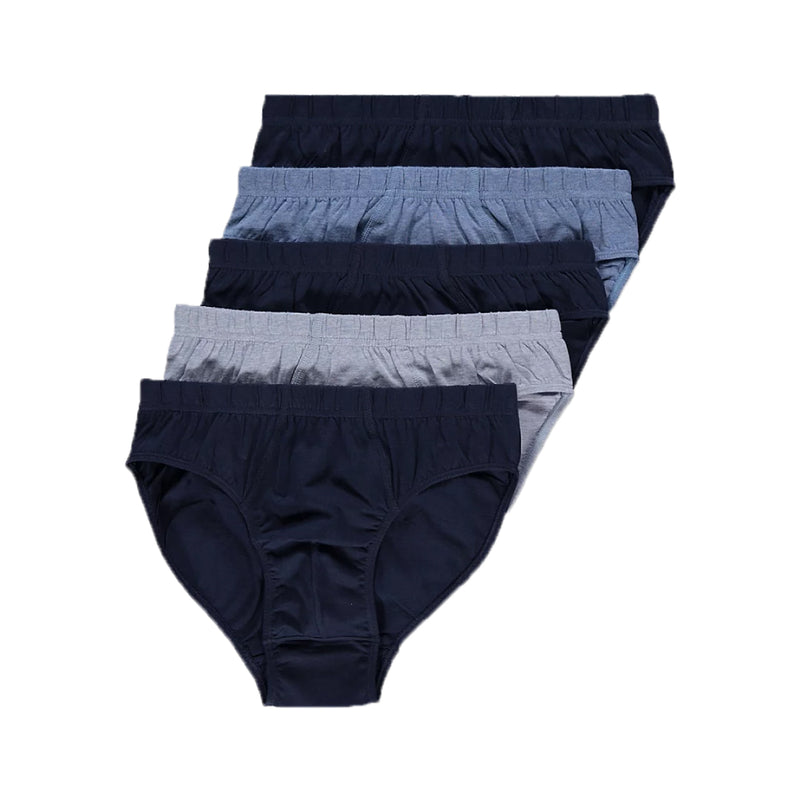 5 Pcs Pack Men's Assorted Inner Elastic Waist belt Cotton Briefs