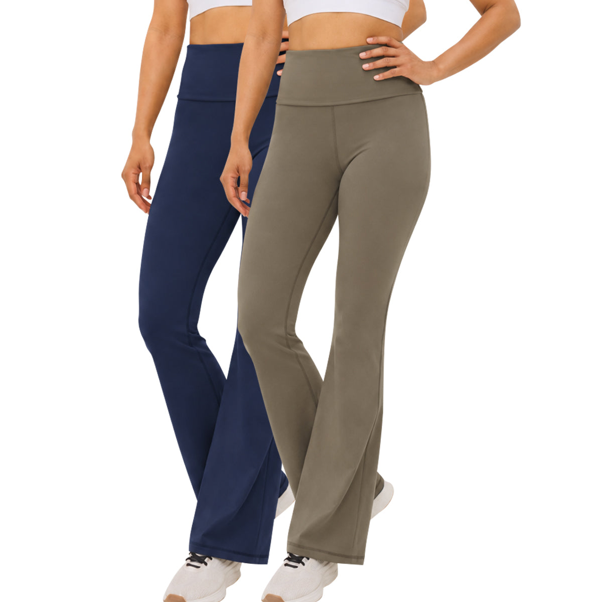 Womens Foldover Waistband Flared Yoga Leggings