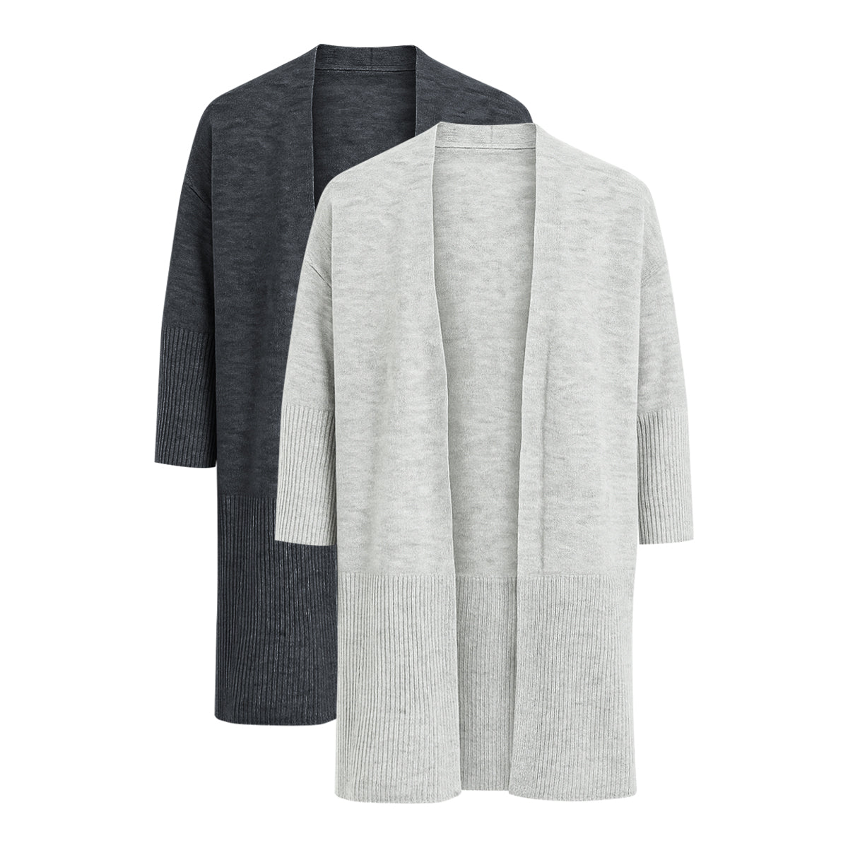 Womens Wool Blend Knit Open Front Longline Cardigan