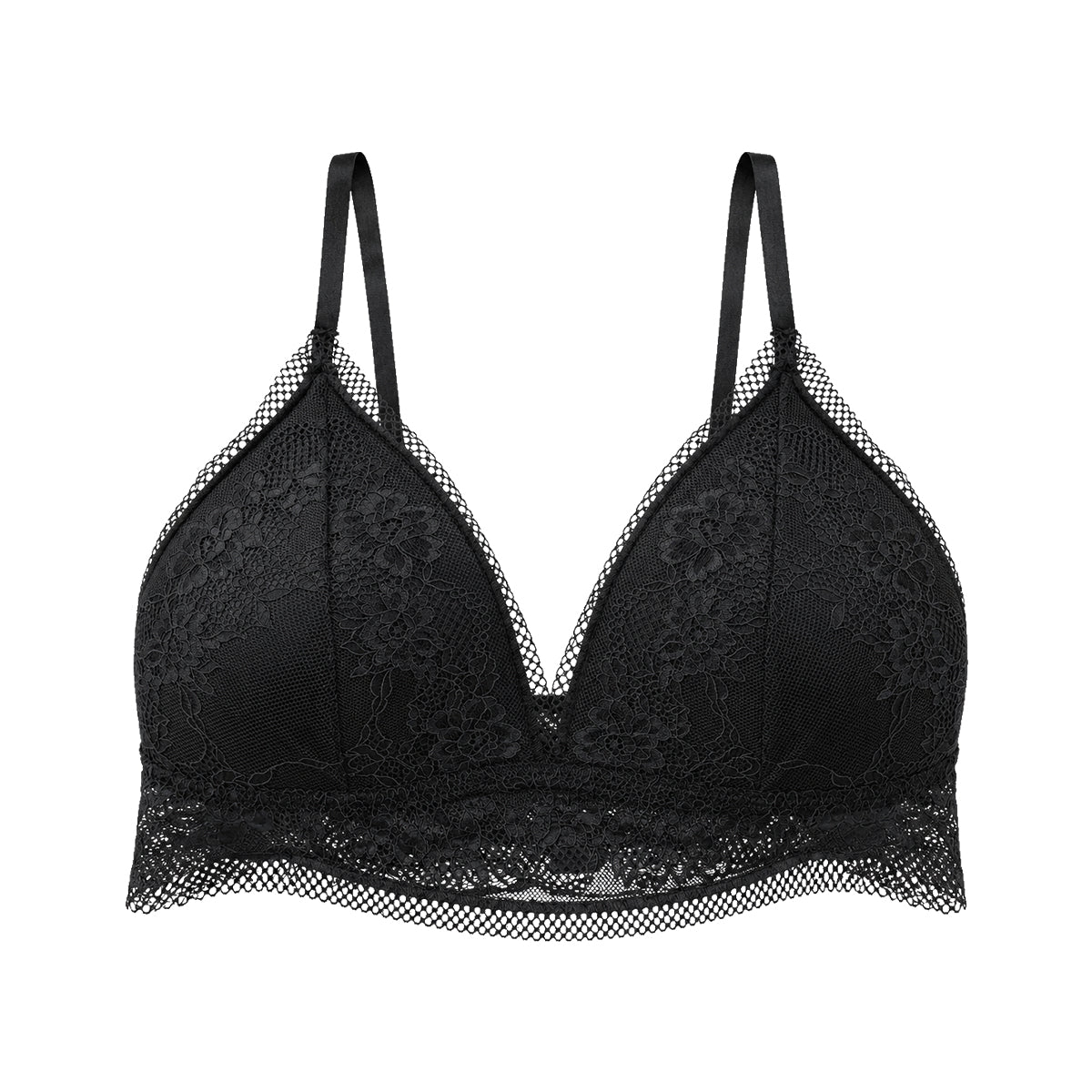 Womens Floral Lace Wire-Free Adjustable Straps Bra
